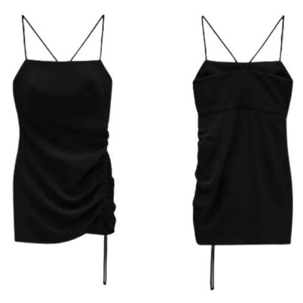 Zara Black Square-Neck Spaghetti Strap Mini Dress - Picture 5 of 5